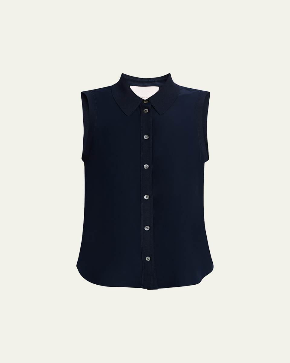 Giselle Sleeveless Button-Down Silk Blouse